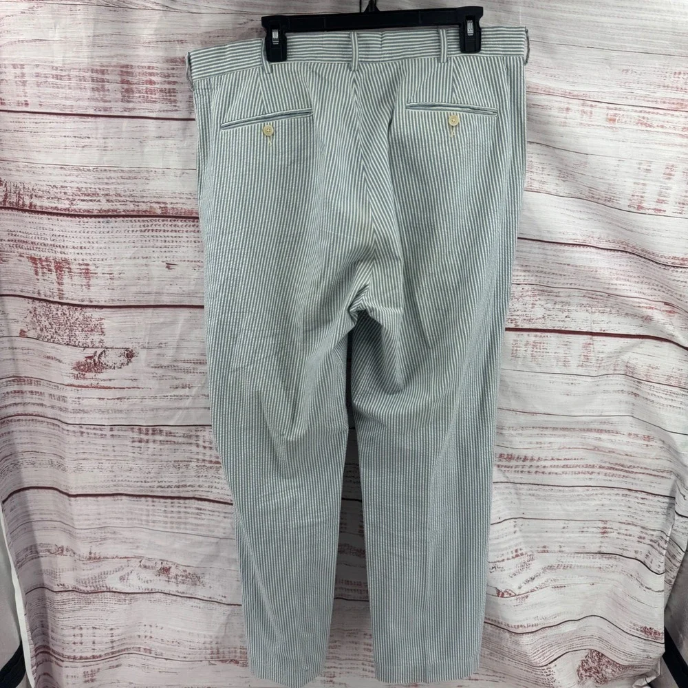Polo Ralph Lauren Pants Mens 36x32 Seersucker Striped Blue White Cotton Chinos